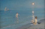 Peder Severin Kroyer Boys bathing on a summer evening at Skagen Beach USA oil painting artist